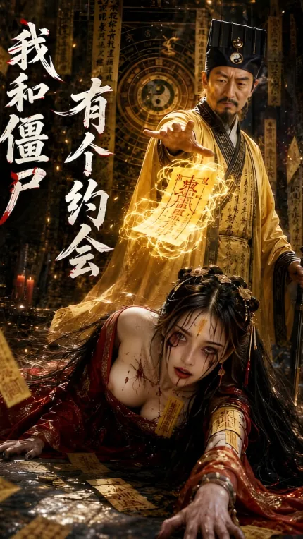 和僵尸有个约会 AI成人短剧 第1集 男道士用胯下的桃花棒狠狠抽插制伏巨乳女僵尸