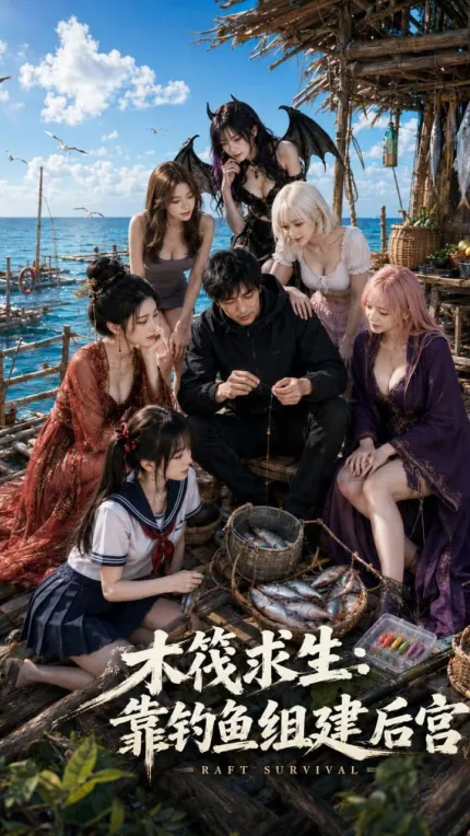 木筏求生 靠钓鱼组建后宫 AI成人短剧 完整版 第1-8集