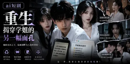 重生揭穿学姐的另一幅面孔 AI成人短剧 学姐的秘密惨遭暴露 厕所舌吻调情后入狠操骚逼